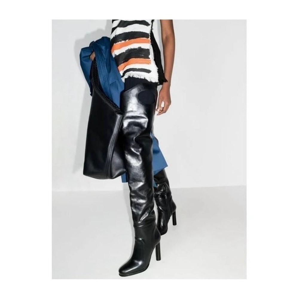 Burberry Black 110 Cutout Thigh-High Leather Boots Size - 10 .US / 40 .EU $2590 - Picture 2 of 15